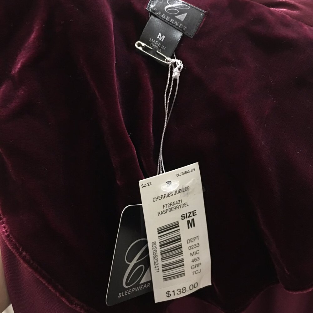 Cabernet Velvet Silk Robe M New - Picture 3 of 9